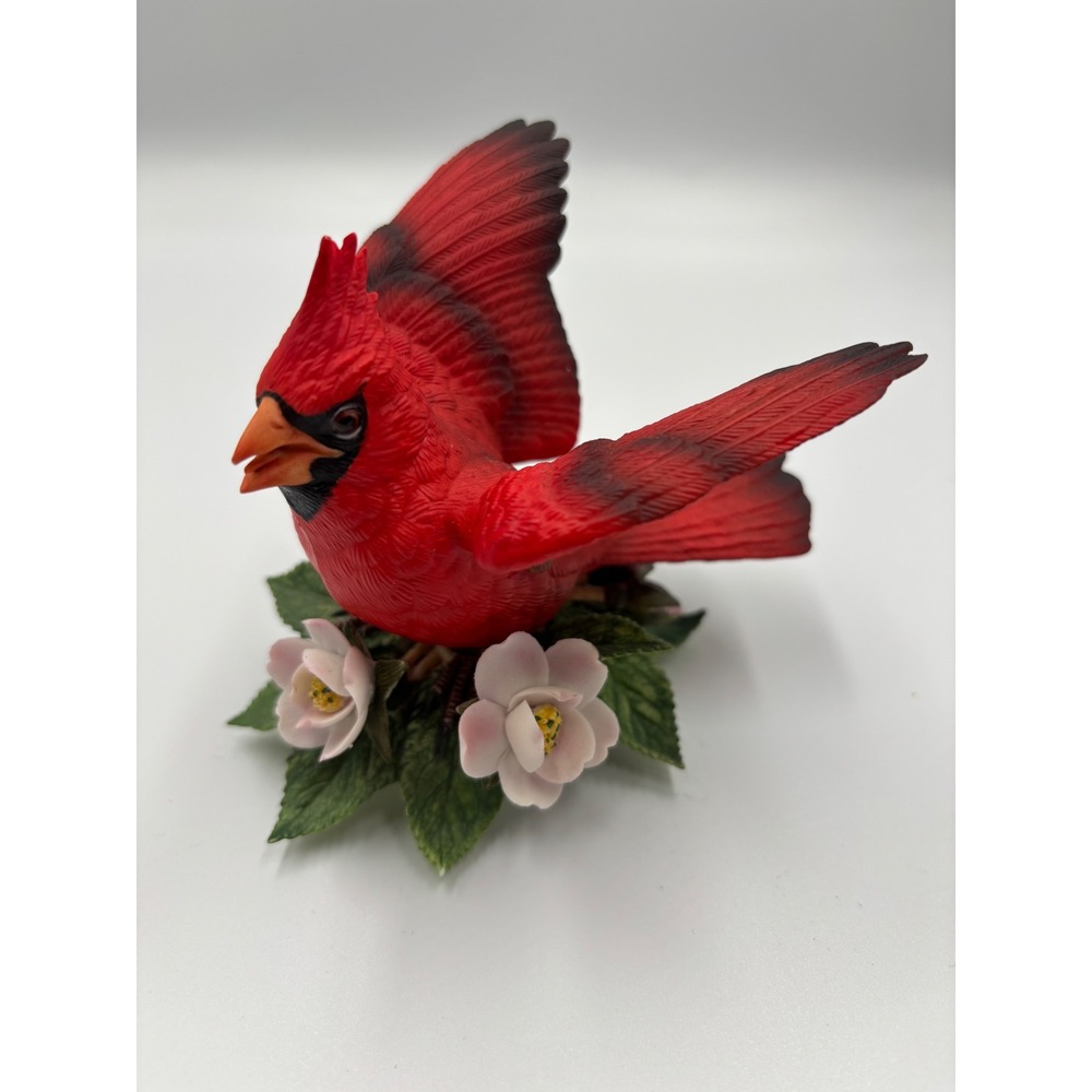 Lenox Cardinal Fine Porcelain Bird Figurine Red Wings Outstretched Flowers